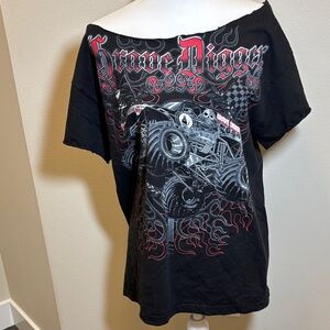 Off-Shoulder Black Slouchy Tee